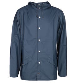 Rains Navy Blue Hooded Jacket