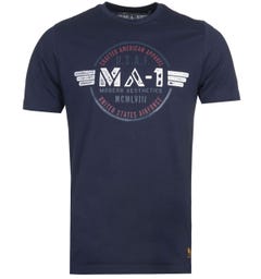 MA-1 F16 Airforce Logo Print Navy T-Shirt