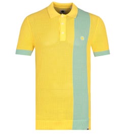 Pretty Green Contrasting Stripe Yellow Knitted Polo Shirt